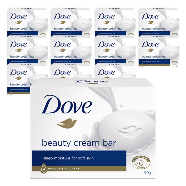 도브 뷰티 크림 바 비누, 90g, 12개입