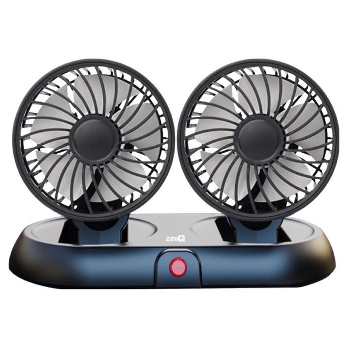 지니큐 USB타입 듀얼 5엽 날개 3단풍량 서큘레이터형 차량용 선풍기, 블랙, FC200A