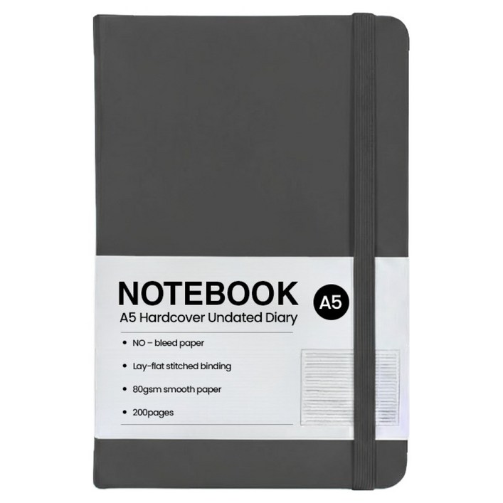 모더너리 A5 하드커버 업무용 플래너 만년 다이어리, 차콜 그레이, 1개