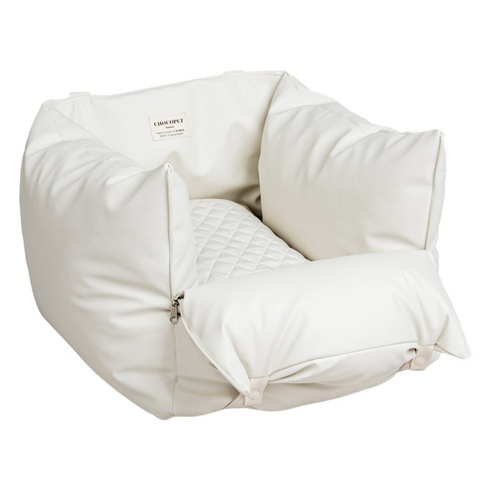 초코펫하우스 강아지 차량용 로얄 사각 카시트, 아이보리, 1개