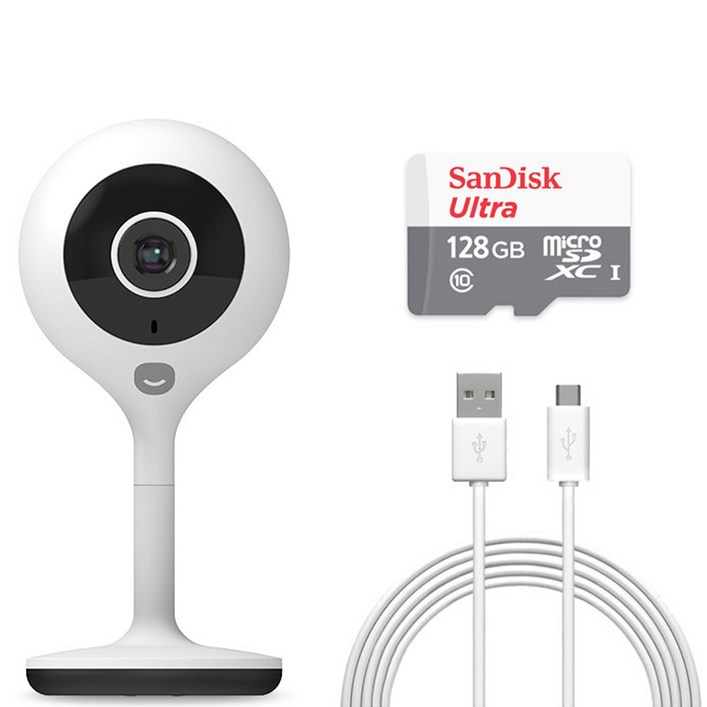 헤이홈 스마트 홈 카메라 실내용 SD카드 128GB 케이블 3m