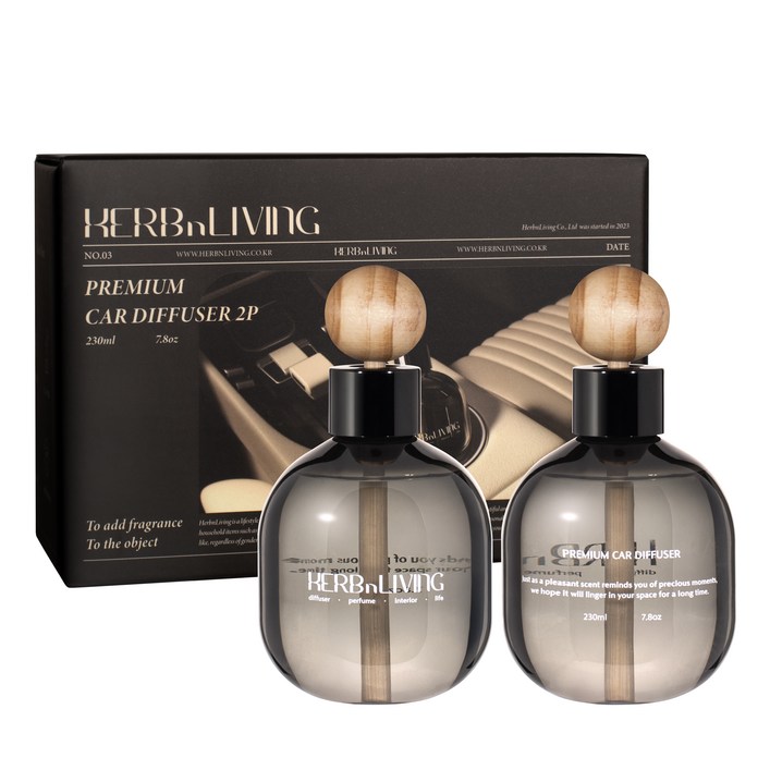 허브앤리빙 프리미엄 대용량 차량용 디퓨저 230ml 2개입
