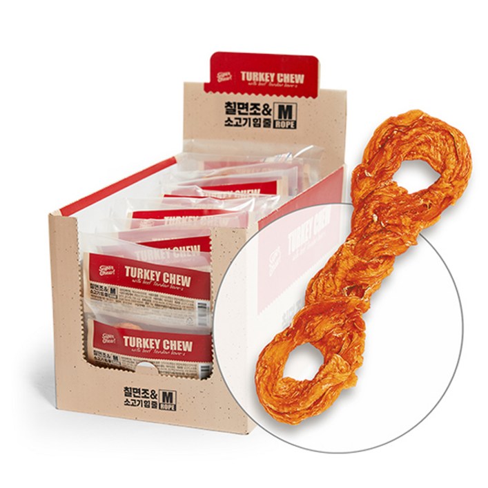 슈퍼츄 강아지 터키츄 건조 간식 힘줄 로프 M