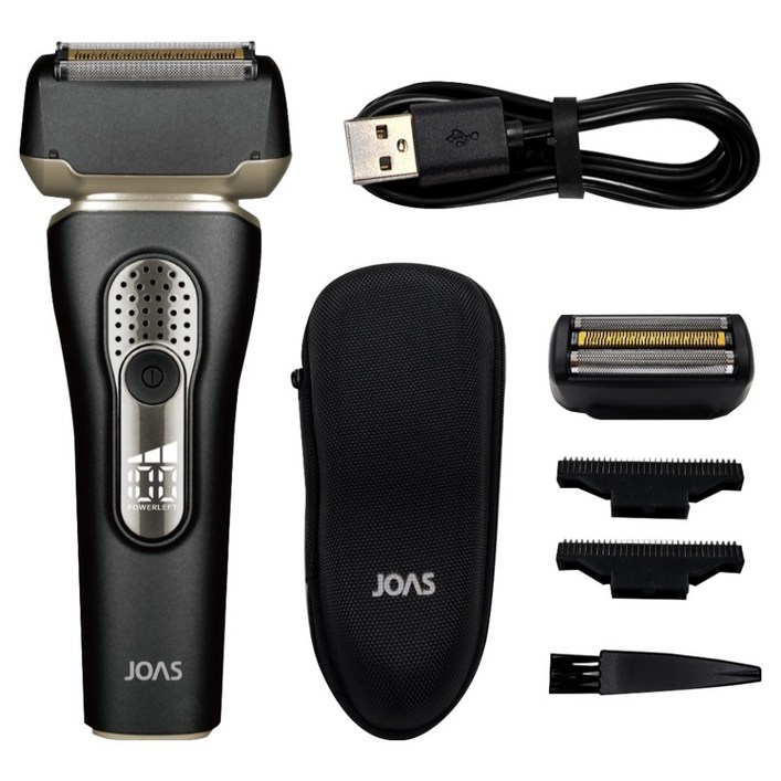 조아스 티타늄코팅 3중날 방수 전기면도기, JS7100, 블랙, 골드