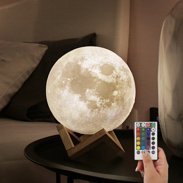 선진 16색 감성 달 무드등 중형 + 리모컨, 혼합색상 - 쇼핑앤샵