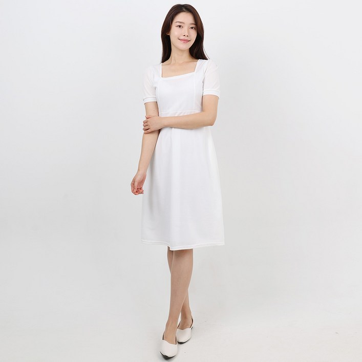 엘쏘 스퀘어 카라 햅번 원피스 허리 슬리밍 롱 커스트 엘쏘 스퀘어 카라 햅번 원피스 허리 슬리밍 롱 커스트
