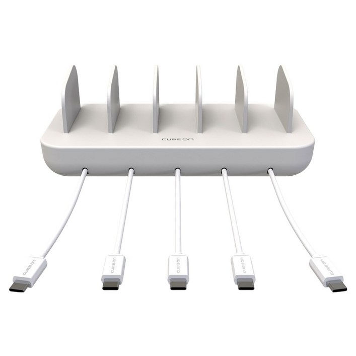 큐브온 올 퀵차지 5포트 고속 멀티충전기 JI525  C타입 5p, 크림, 1세트