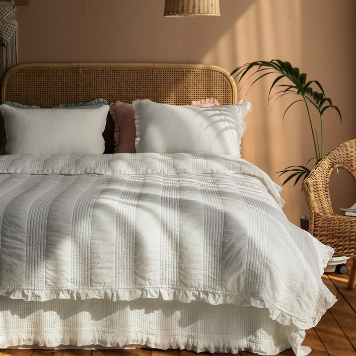 헬로우슬립 코튼 프릴 순면 피그먼트워싱 홑이불