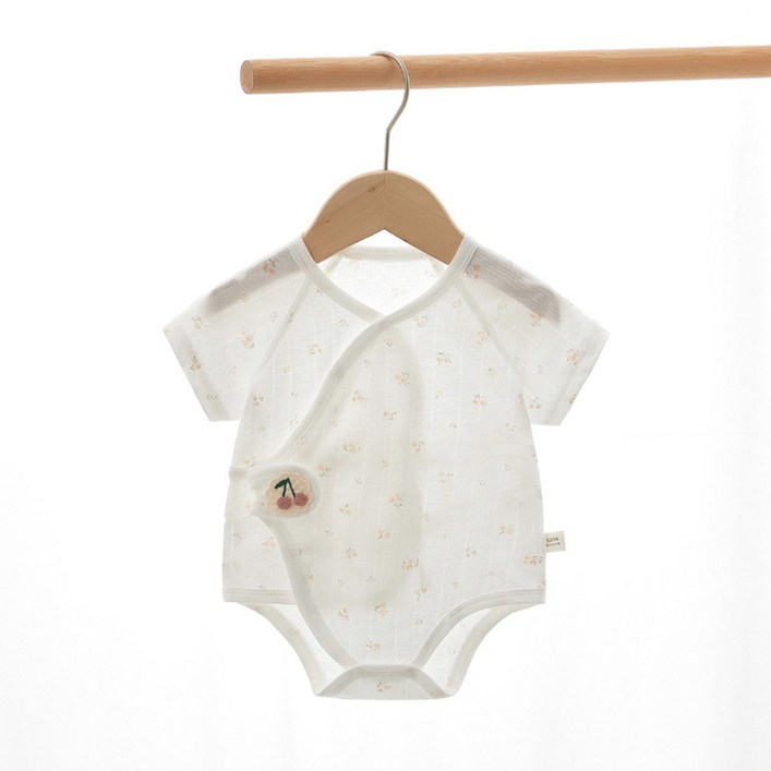 베베니즈 유아용 통기성 순면 잔패턴 배냇 반팔 바디수트