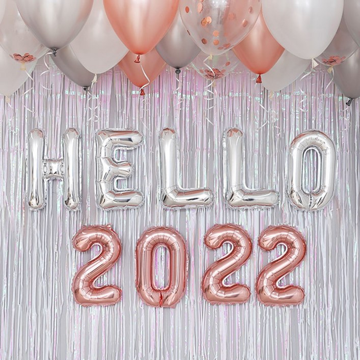 HELLO 2022 신년 파티 용품 풍선 장식 세트
