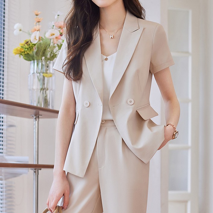 페이퍼먼츠 투니엘 슬림핏 반팔 오피스 정장 세트 10731