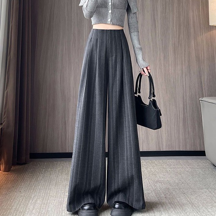 페이퍼먼츠 여성용 드롭 스트라이프 라인 정장 팬츠 14254