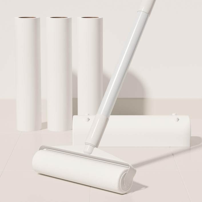 초강력 24cm 사선컷팅 대형 테이프 클리너 롱핸들 3단 본체리필 90회 4P