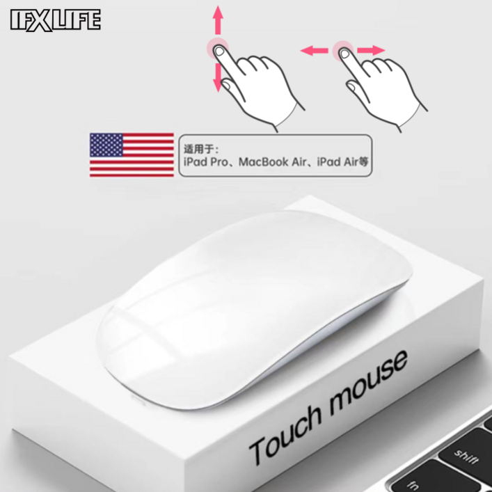 IFXLIFE 무선 마우스 유형c 충전식 BT4.0 블루투스 마우스 음소거 버튼 호환 Magic mouse, 흰색