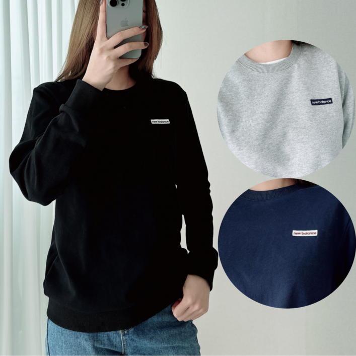 NEW BALANCE 맨투맨 기본 클래식 스탠다드핏 와펜로고 긴팔티 커플 티셔츠 남자 여자 남여공용 SG1111D4 SELBRANC의류보관파우치증정