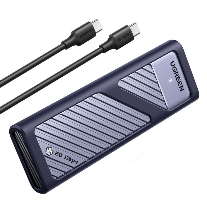 UGREEN 유그린 20Gbps NVMeSATA M.2 SSD 외장하드 케이스 알루미늄 재질 USB3.2 Gen2x2 C타입 연결 M 및 BM 키 지원, 1개, CM559