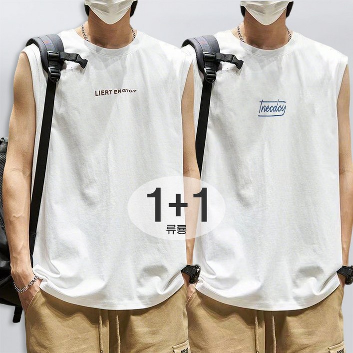 류룡 11 남성용 캐주얼 라운드 민소매 프린트 드라이 나시티