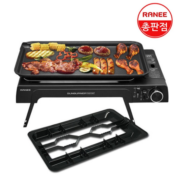 23년 라니 가스와이드그릴 REWG-9400B (그릴+불판+멀티트레이+다리+가방) 캠핑용 가정용 야외용 업소용 바베큐그릴 썬버너 넓은그릴