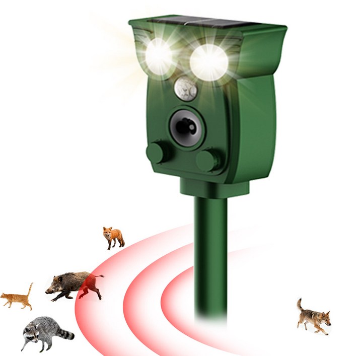 시미사 태양광 초음파 해충퇴치기 야생동물 쥐 박쥐 멧돼지 고라니 퇴치 적외선탐지동물 퇴치기 LED 경광등