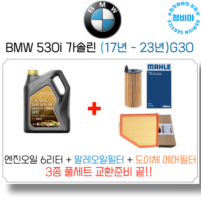BMW 530i 가솔린 엔진오일 세트 17년  23년 G30 럭셔리M스포츠xDrive, 1개, BMW 530i 가솔린 17년  23년G30