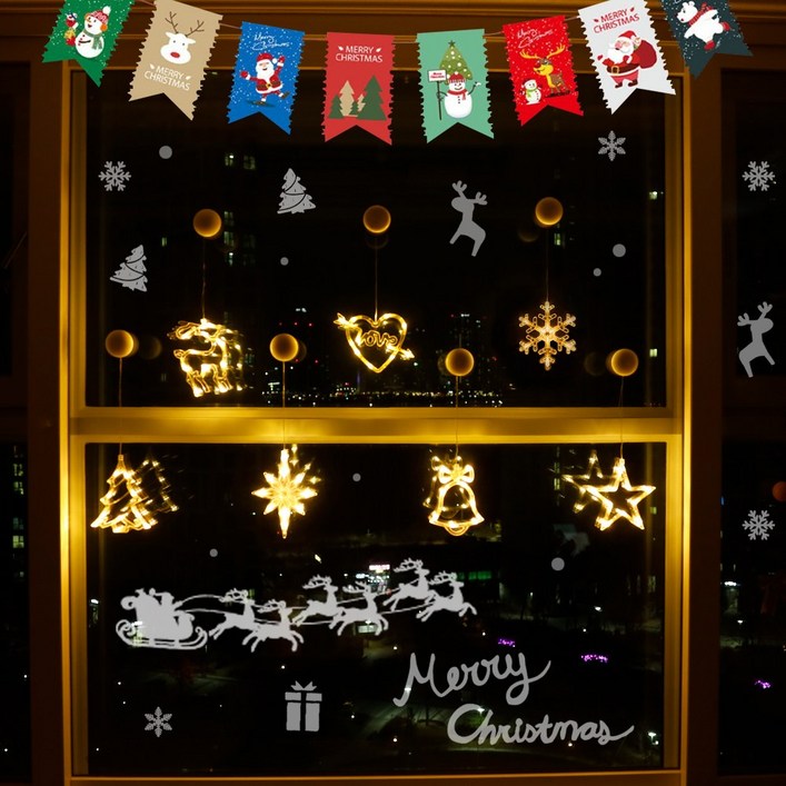 21세기트랜드 성탄절 모빌 전구 D세트 7P+가랜드+포인트 스티커, 1개