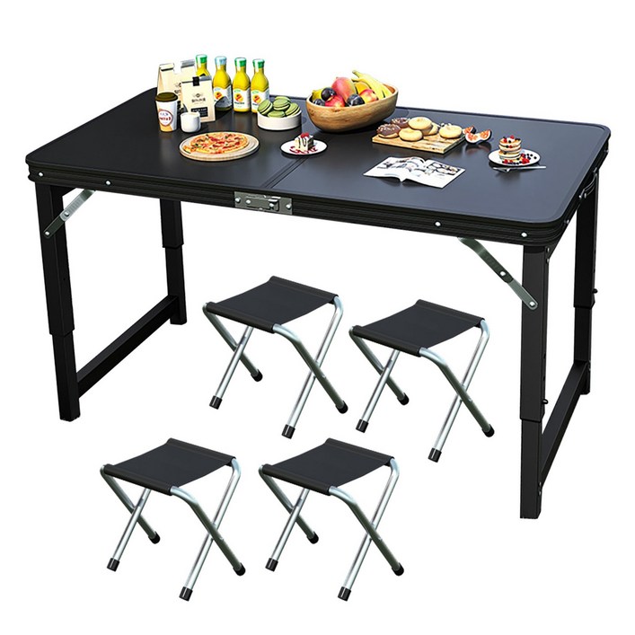 서치잇 접이식 테이블 노점 영업용 휴대용 캠핑테이블 3단 높이조절 알루미늄 식탁 실내 야외 다용도 테이블 의자 세트