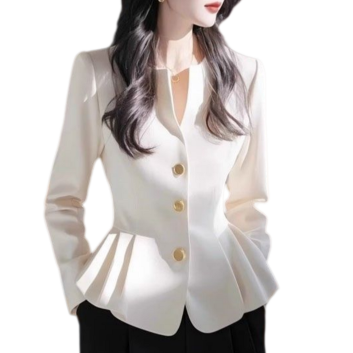 Makone 여성 트랜드 프렌치 블라우스 톱 엘레강스 코디네이터 얇은 데일리 오피스룩 자켓