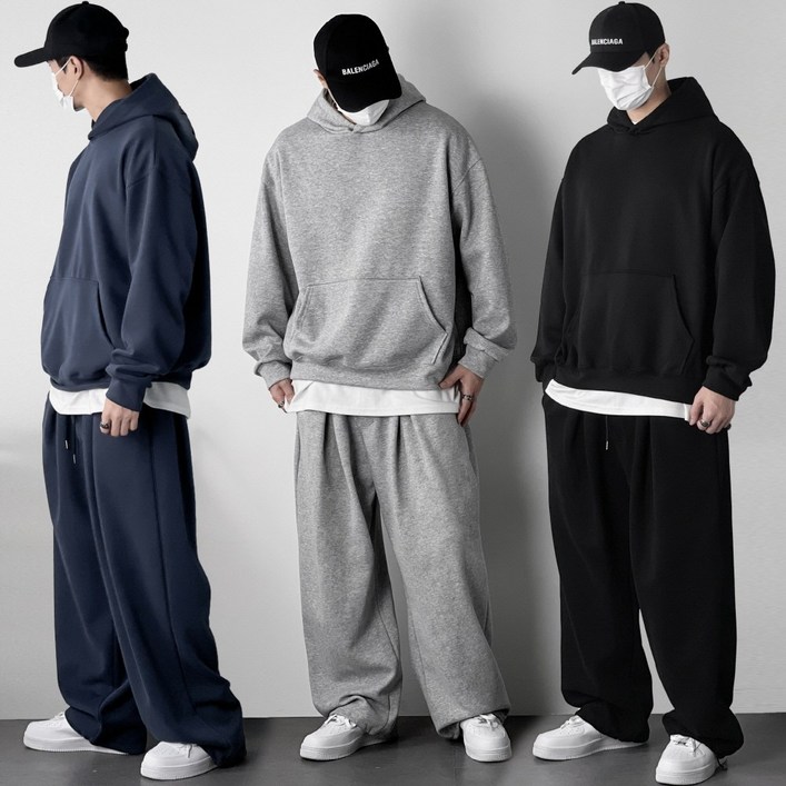 오프앤 탄탄 남자 오버핏 후드 트레이닝복 츄리닝 세트