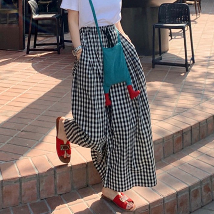 메이킹유 봄여름 밴딩 팬츠 K30512체크와이드치마바지