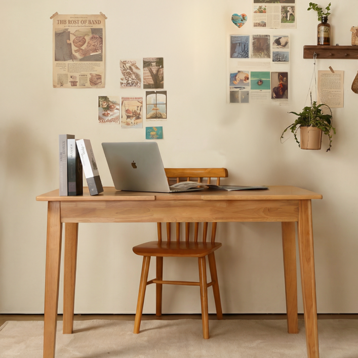 엄마가구 플레인 고무나무 원목 책상 1000 1200 1500 1800