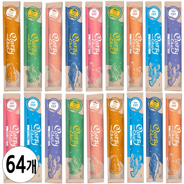 네츄럴코어 고양이 짜먹는간식메리츄, 64개, 14g, 혼합