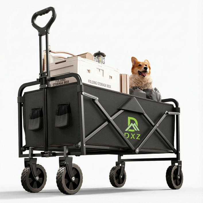 DXZ 다기능 접이식 캠핑웨건, 1개, 블랙