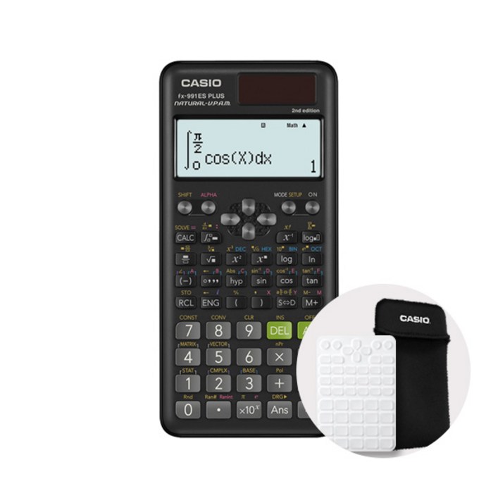 카시오 공학용 계산기 FX991ES PLUS 2계산기 파우치전용 키스킨 세트, 블랙파우치키스킨