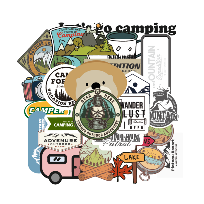 감성 캠핑 방수 스티커 4종x2set 총 8장 DS