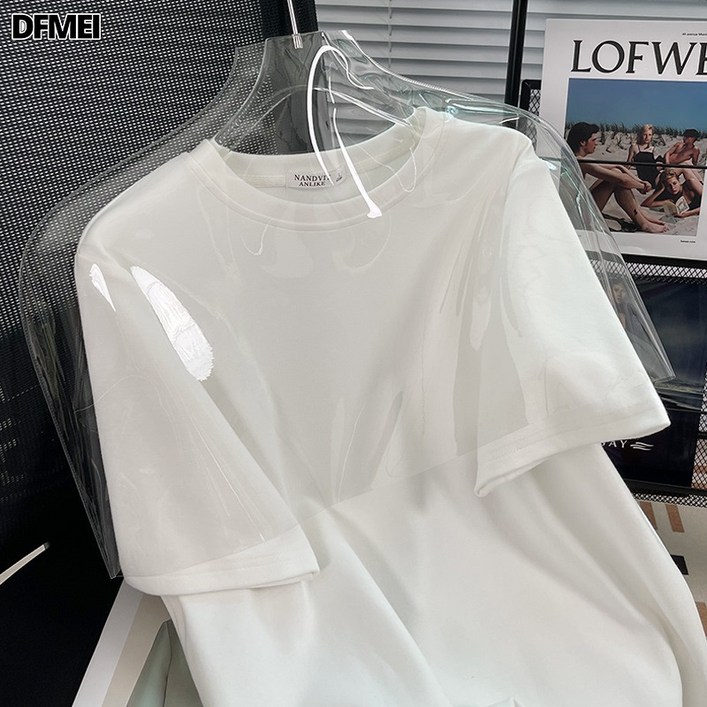 DFMEI 반팔 티셔츠 루즈핏 반팔 탑