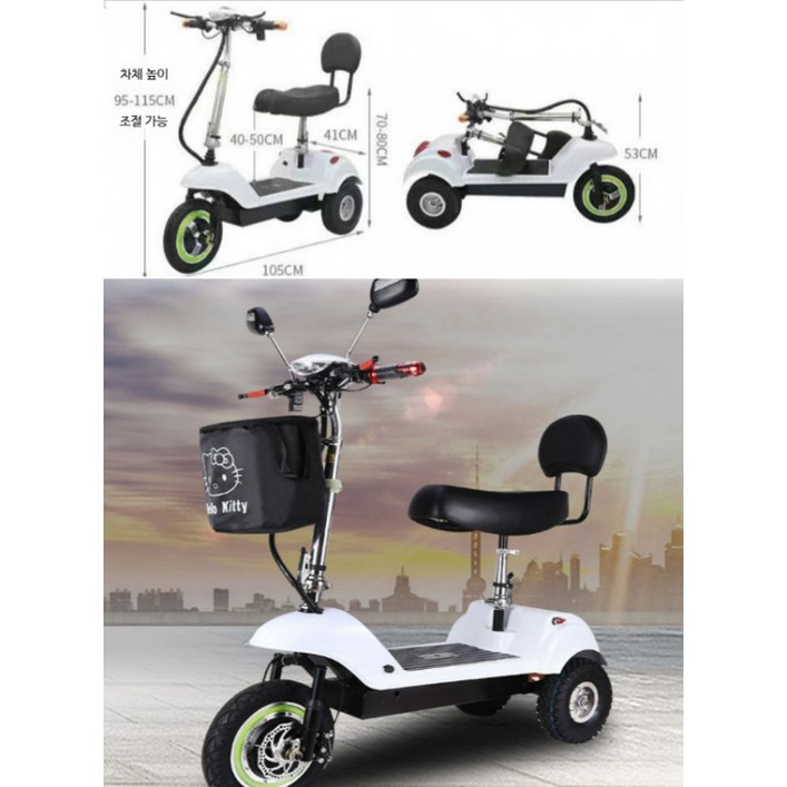 전동차 노인 전동 스쿠터 소형 접이식 전기 삼륜차 초경량 2인승 배터리 전기차 어르신 효도선물 출퇴근용 다목적 경량 이동 편리한