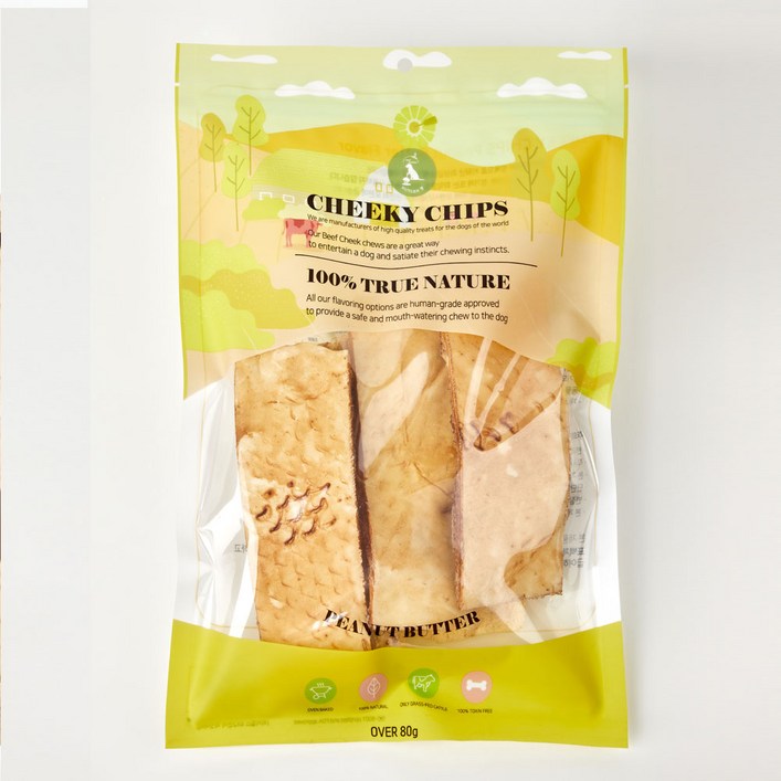 버틀러티 치키칩스6x2 치석제거 분리불안 브라질껌 수제간식, 1개, 80g, 피넛버터6x2인치