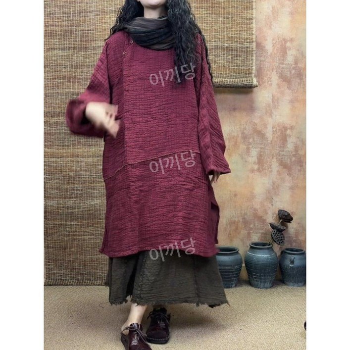 이끼당 빅사이즈 춘추동 멋스럼 박시 마복 롱셔츠