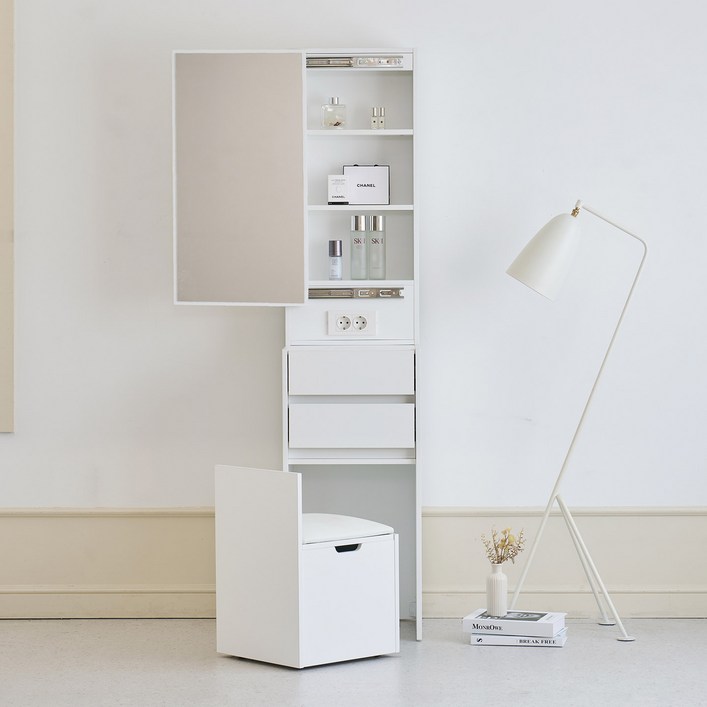 모디카 르엔 틈새 화장대 400 스툴 일체형 화이트