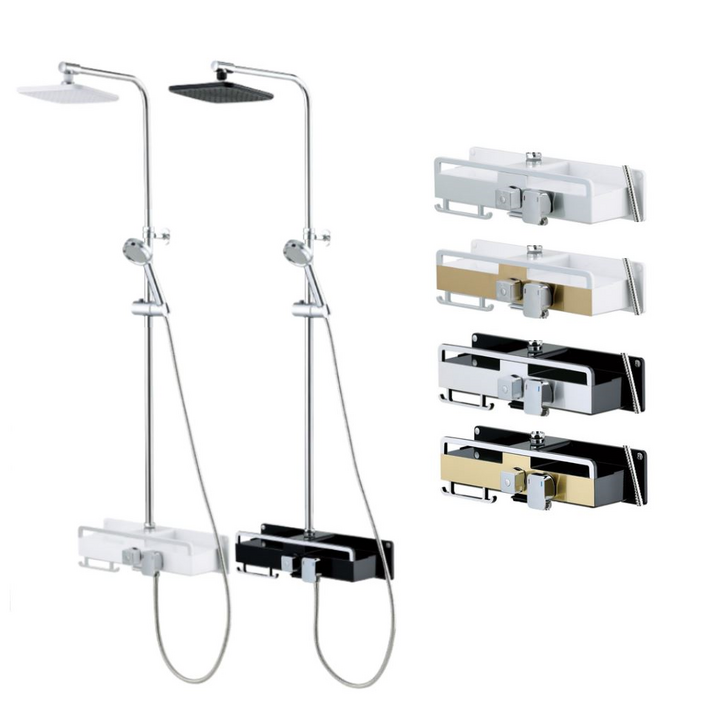 셀프리빙 심플 선반형 해바라기 샤워기 수전 본체 무타공 셀프영상 설치가능,, 화이트실버, 1개