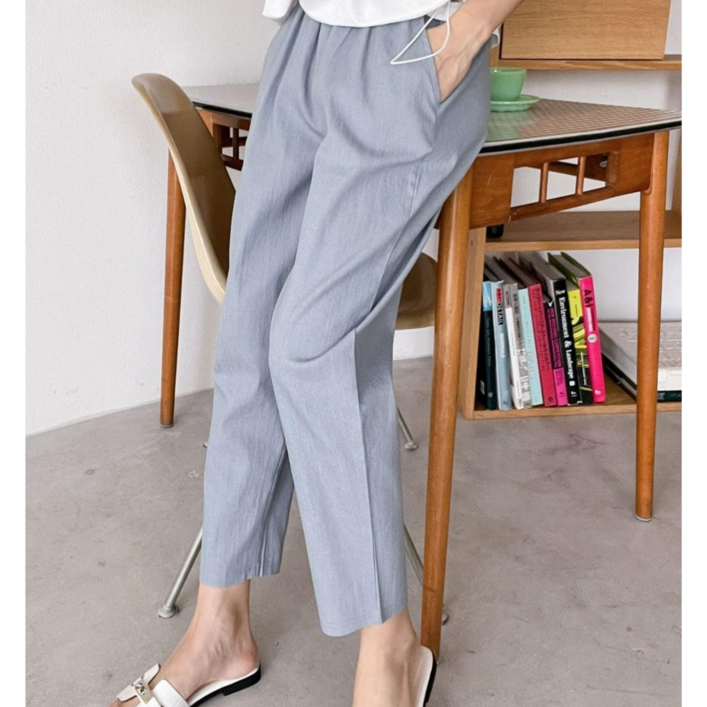 나니까 여성 배기바지 키작녀 밴딩 고무줄 배기 팬츠 봄 여름