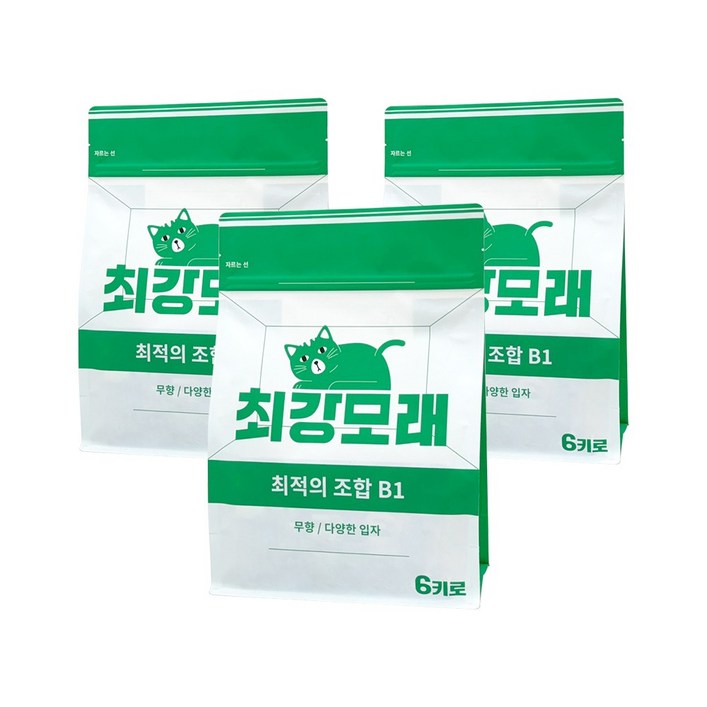 21 최강모래 최적의 조합 B1 6kgx3, 고양이모래 와이오밍 벤토나이트모래, 6L, 3개
