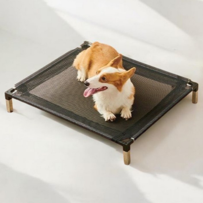 반려동물 방습 통기성 메쉬 스틸 침대, 1개, 블랙