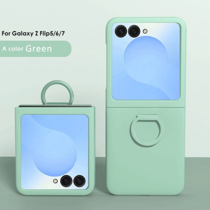 삼성 갤럭시 플립 5용 고급스러운 스킨 느낌 실리콘 핑거링 충격 방지 2피스 캔디 컬러 하드 PC 케이스