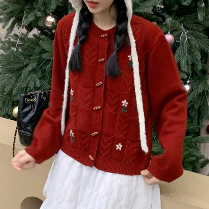 겨울온기 플라워자수 가디건 겨울온기 플라워자수 가디건