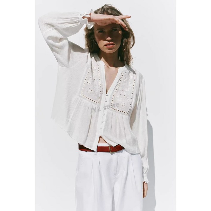 1S0033 자라여름신상 여자블라우스 자수 펀칭셔츠  8741022