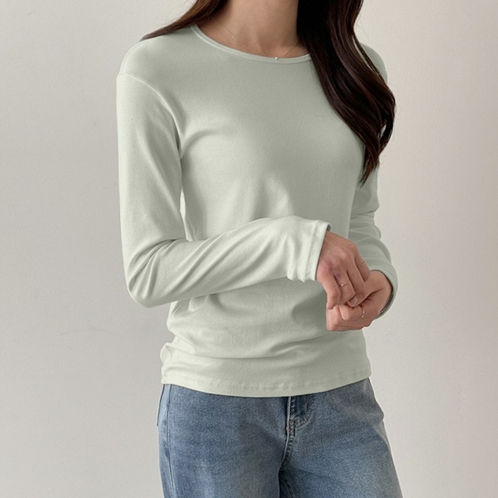 데일리앤 알피스 면 모달 여성 스판 긴팔 기본 이너 티셔츠 봄 가을 기본 무지티