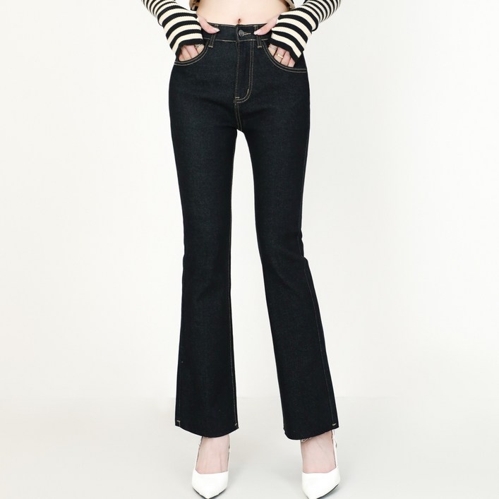 리치블랑 여성 올스판 허리밴딩 슬림 부츠컷 마법 청바지 2단기장