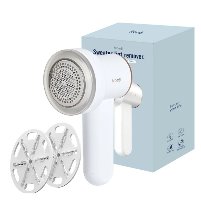 프롬비 간편휴대용 보풀제거기 - 충전식 강력흡입! 8500rpm 회전력! 옷감에따라 3단계 조절기능!