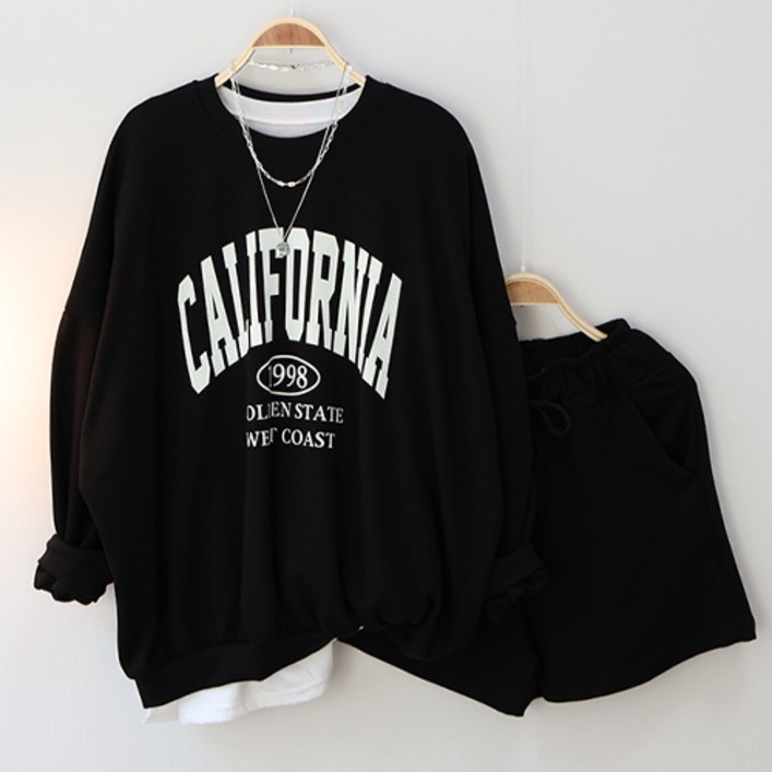 긴팔 티셔츠 맨투맨 밴딩 반바지 98 트레이닝 세트